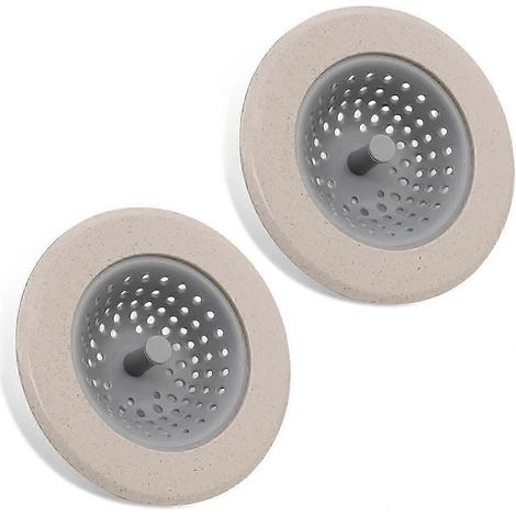 Lot de 2 crépines d'évier de cuisine, crépine en silicone pour évier, couvercle et panier de vidange pour évier de cuisine (kaki) (1/5)