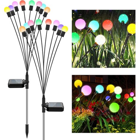 Luci solari da giardino, design lucciola, 8 luci solari a LED per uso esterno, impermeabili, (confezione da 2) luci solari decorative per giardino, cortile, patio, casa [Classe energetica A] (1/5)