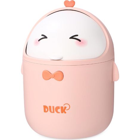 Mini poubelle de table avec couvercle - Jolie poubelle de table de dessin animé - Petite corbeille à papier - Décoration Kawaii - Boîte de rangement pour bureau, chambre d'enfant, coiffeuse