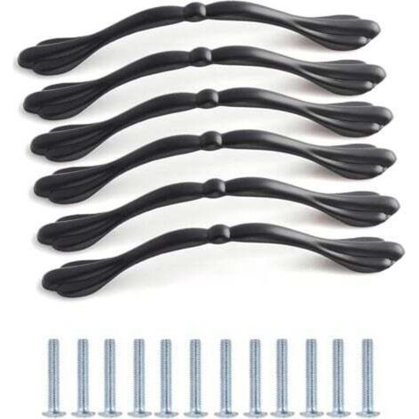 6 schwarze Küchenschrankgriffe, 128 mm Lochabstand, Schrankgriffe aus Aluminiumlegierung, perfekt für Möbelschränke, Schubladen, Kleiderschränke und Schlafzimmerschränke