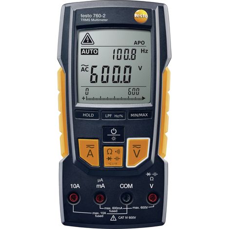Testo – Multimètre numérique TRMS 6000 points – Plage de mesure 0,1 mV à 600 V AC/DC – Indice de sécurité IP64 – Test de diode et continuité
