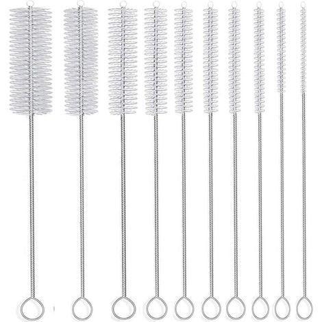 Spazzola lunga in paglia, per la pulizia di tubi in nylon, 20 cm, 10 diametri diversi (1/4)