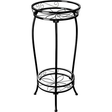 2-stöckiger Pflanzenständer aus Metall für den Innenbereich - Schwarz - Großer Ständer für mehrere Pflanzen - Für Terrasse, Garten, Balkon, Wohnzimmer (1/5)