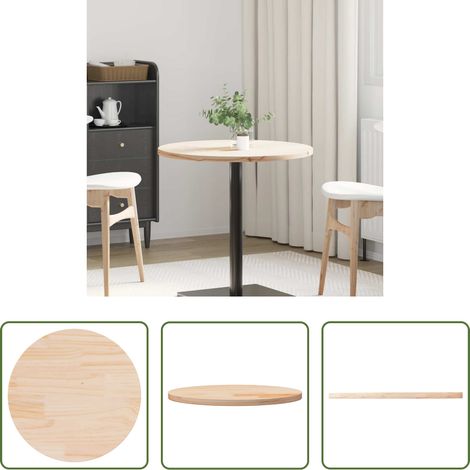 vidaXL Table extérieure - Dessus de table Ø70x2,5 cm Bois de pin massif (1/5)