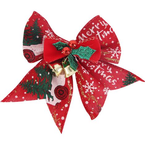 Nœuds Papillon De Noël - 8 Pièces - Pour Décoration Arbre De Noël Fenêtres Couronnes Cadeaux (1/5)