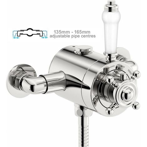 Thermostatic Traditional Exposed Shower Mixer Valve - 135mm to 160mm Centres