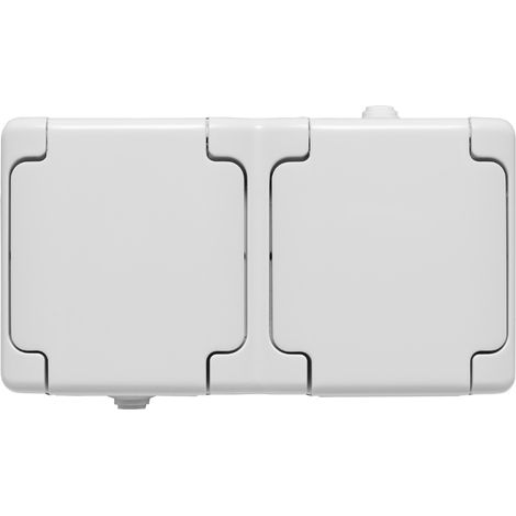 Bryza Hermetische Doppelsteckdose mit/mit IP54 mit Klappe, weiß, 180436