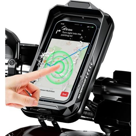 Wasserdichte Fahrrad-Handyhalterung – mit Sonnenblende und Touchscreen – 360°-Drehung – passend für Handys von 4,0 bis 6,7 Zoll (1/5)