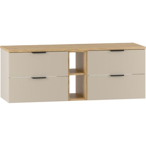 Mueble bajo lavabo 140cm 2 compartimientos encimera Astrid Cachemira y madera (1/4)
