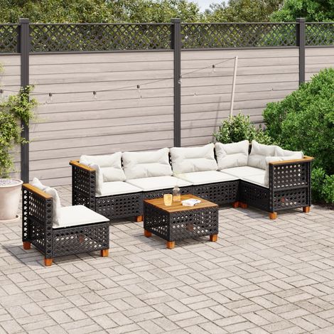 vidaXL Set Divani da Giardino con Cuscini 7pz Nero Polyrattan (1/5)