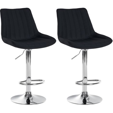 2er Set Barhocker Toni Stoff schwarz Metall in Chromoptik