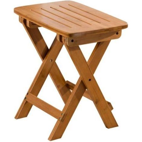 Tabouret pliable en bois massif – Pieds pliables pour gain de place – Pour usage intérieur et extérieur – Dimensions compactes