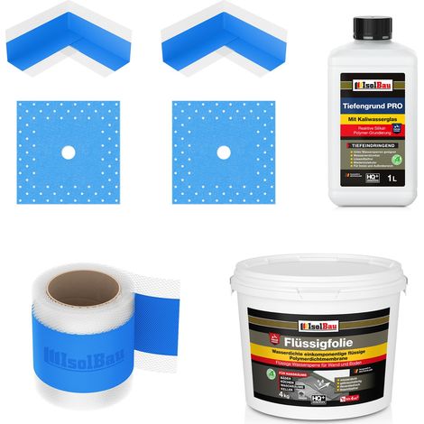 Dichtset Dusche Flüssigfolie 4 kg Abdichtset Bad Dichtband Duschelement Set (1/5)