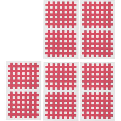 Lot de 5 bandes de kinésiologie croisées en maille respirante pour le sport, le fitness et la physiothérapie musculaire et articulaire, autocollants roses (1/5)