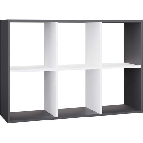 MARION - Étagère modulable 6 cubes - Bibliothèque 6 cases - 110x30x75 cm - Anthracite et Blanc