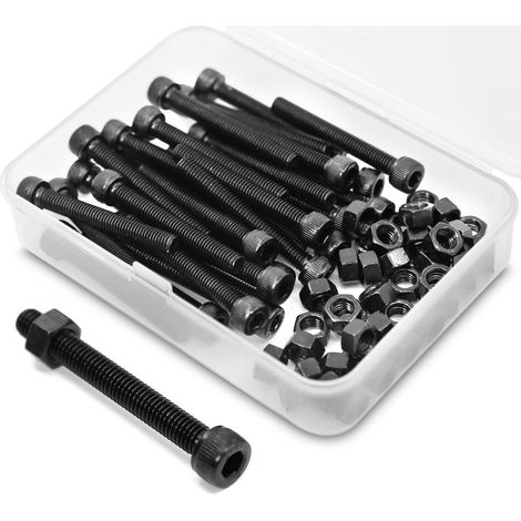 Lot de 30 vis à tête cylindrique à six pans creux et écrou M5 x 60 mm - Boîte combinée - Vis cylindriques à six pans creux - Grade 12,9 - Acier au carbone (1/5)