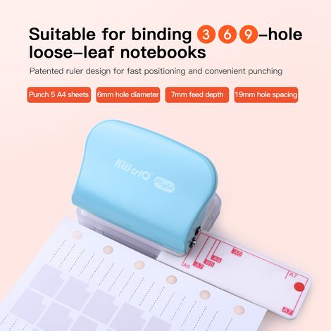 KW-trio 99H3 Perforateur portable à 3 trous en métal, capacité de 5 feuilles, papier à ouverture de 6 mm pour A5 B5 A6 A7, carnet de notes, scrapbooking, agenda, planificateur (1/5)