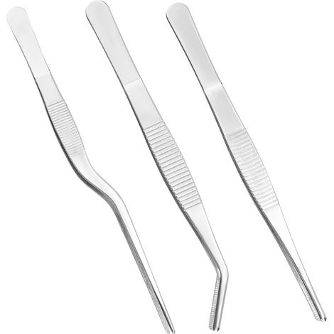 Juego de 3 pinzas para plantas de acero inoxidable, herramientas versátiles para jardinería, bonsáis, alimentación de reptiles y cocina. (1/5)