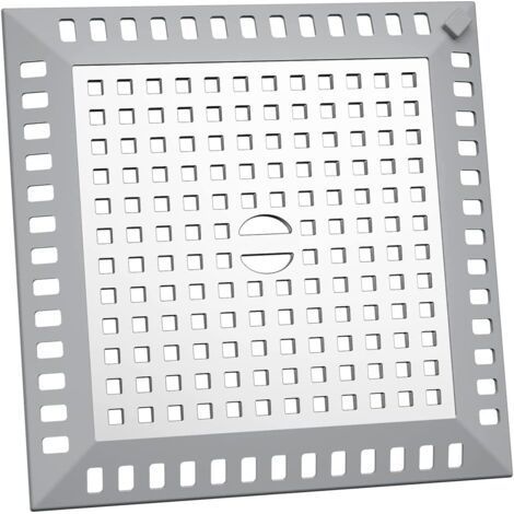 Attrape Cheveux Douche 12,3 x 12,3 cm Filtre Evier Cuisine de Carré en Acier Inoxydable Argenté Grille Evier Anti-Obstruction (1/5)