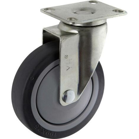 TOOLCRAFT TO-5137917 Roulette pivotante TPR 100 mm avec plaque de fixation Capacité de charge (max.): 65 kg (1/4)
