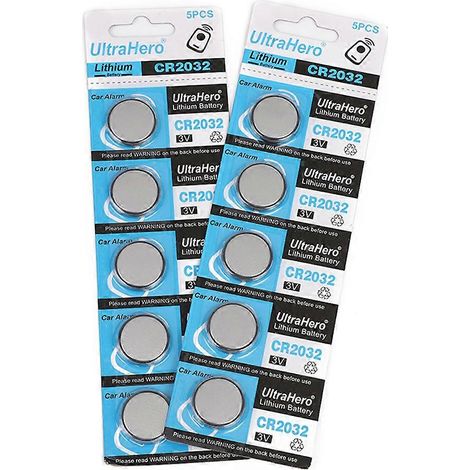 1 à 5 piles au lithium CR2032 pour jouets, montres, télécommandes de voiture, calculatrices, cartes mères, boutons. (1/5)