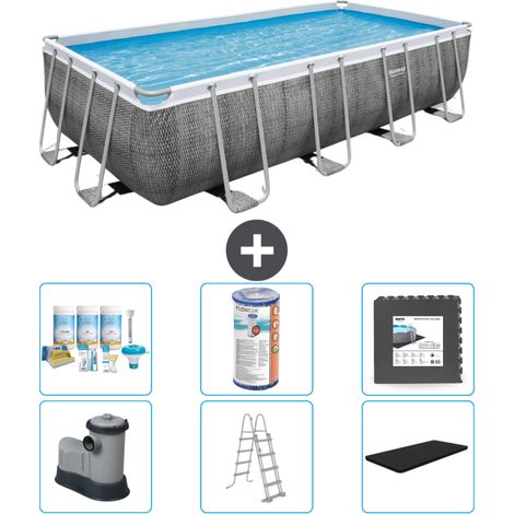 Piscine Rectangulaire Bestway Power Steel - Impression Rotin - 549 x 274 x 122 - Comprend des Accessoires CB31 (1/4)