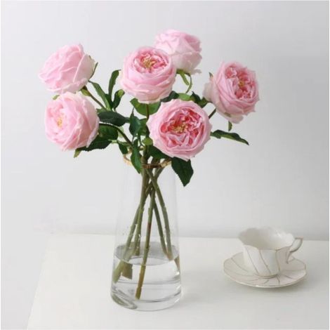 Pivoines au toucher réaliste - Pivoines artificielles roses 45 cm - Fleurs en latex de soie pour mariages-AquaForge (1/5)