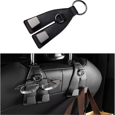 Autohaken, geeignet für Geldbörsen, Mäntel, Handtaschen, Organizer für die Rücksitzlehne, universell einsetzbar, passend für Limousinen, LKWs und SUVs, 2er-Pack (schwarz). (1/5)