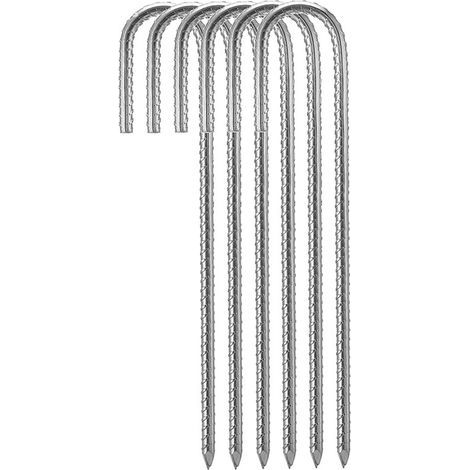 J-Haken-Erdanker, verzinkte Stahlarmierungspfähle, Endkappen für Gartenzaunüberdachungen, 6 Stück (1/5)