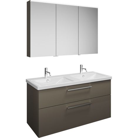 Ensemble lavabo Burg Eqio en mélamine 1230 mm, blanc alpin/gris brillant GRP95D