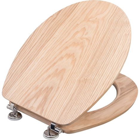 Ligna Plus Abattant de WC en bois véritable de haute qualité, avec assise confortable, aspect bois élégant parfaitement assorti à toutes les salles de bain, siège de WC, KSLIGE (1/5)
