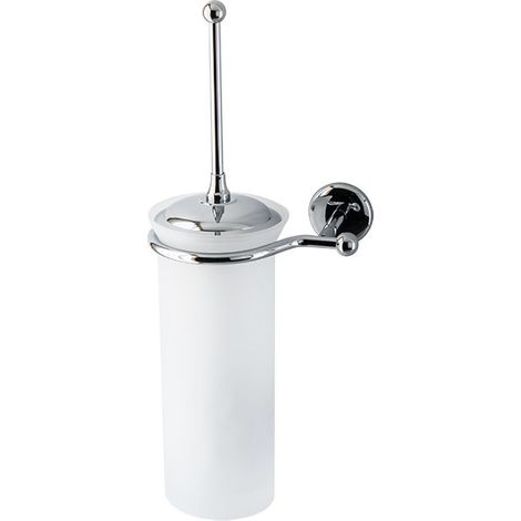 Porta scopino da bagno a parete linea elite in ottone cromato tazza vetro satinato - accessori bagno