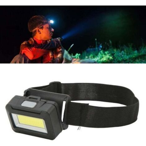 Lampe frontale ABS étanche alimentée par batterie ultra lumineuse COB lampe frontale montée avec bandeau confortable pour le camping en plein air noir,DUBUNS