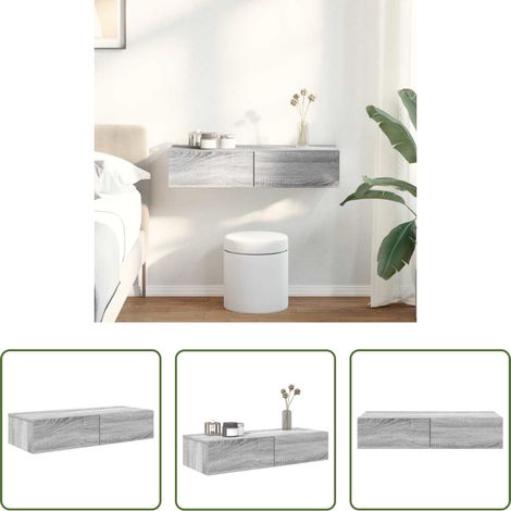 Schubladenregal - Wandregal mit Schubladen Grau Sonoma 80x33x17 cm Holzwerkstoff (1/5)