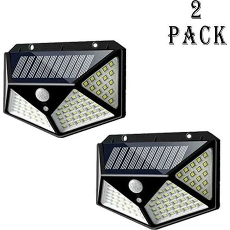 Applique solaire murale - Lot de 2 - 100 LED - Étanche - Sans fil - Jardin