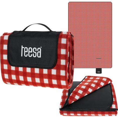 Manta aislante para picnic de 200x300 cm TEESA - cuadros rojos (1/5)