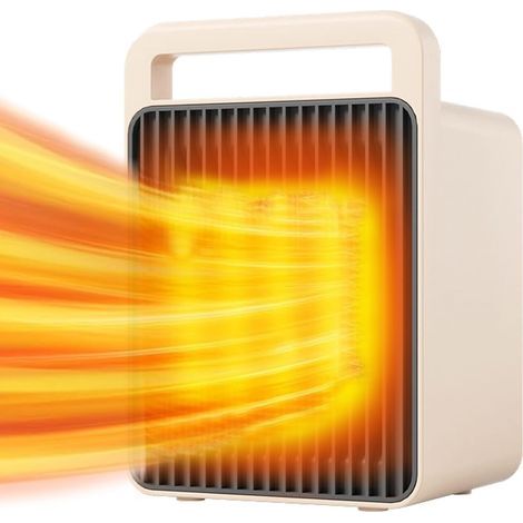 Radiateur d'appoint portable, mini radiateur de bureau 900 W, petit radiateur soufflant avec protection contre la surchauffe, marron + cordon de 2 m (1/5)