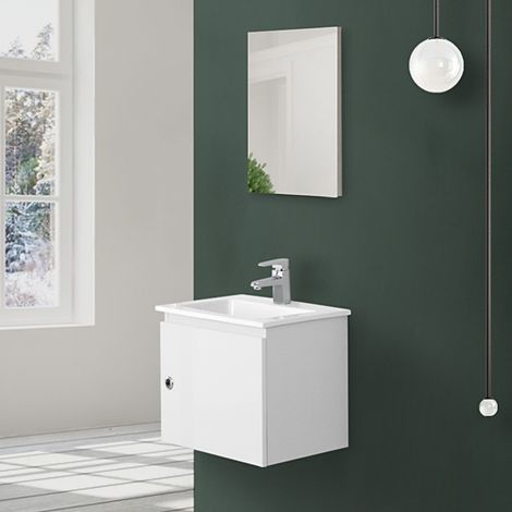 Mobile moderno salvaspazio bianco laccato 50x36,5 cm con anta (1/7)