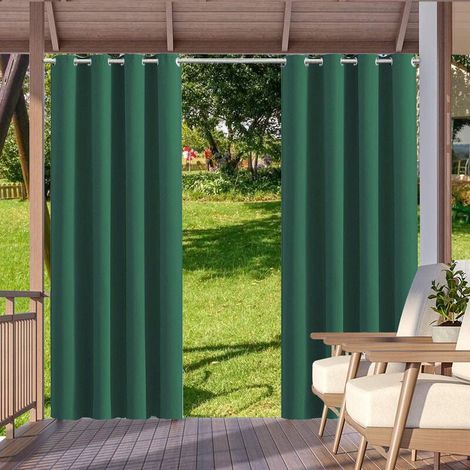 Rideau d'extérieur et d'intérieur à œillets, occultant et préservant l'intimité, 1 panneau, 132 x 213 cm, vert. Idéal pour pergola, porche, pavillon, jardin, pelouse, couloir. (1/5)