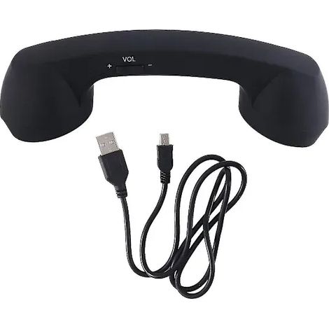/EA/ Kabelloses Retro-Telefonhörer-Set und kabelgebundener Telefonhörer-Ohrhörer für Mobiltelefone, Schwarz