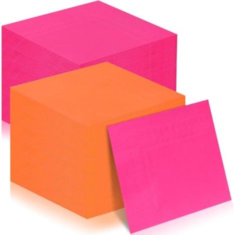 120 serviettes jetables de couleur rose et orange (16,516,5cm) conviennent aux boissons, aux repas simples et à divers dîners de fête. (1/5)