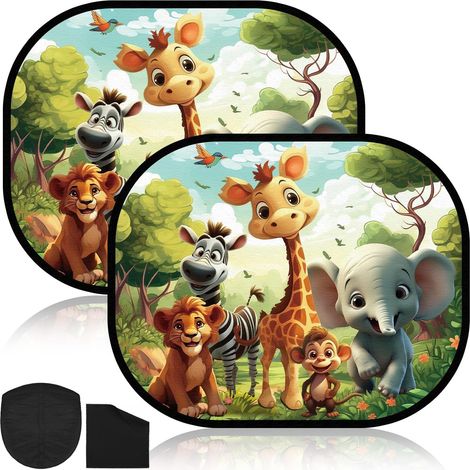 2 Pièces Pare Soleil Voiture Bébé 44x36 cm, Cache Vitre pour Enfants Protection UV Fenêtre Latérale (1/5)