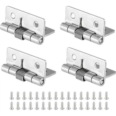 Lot de 4 charnières à ressort pour armoires, longueur 1,5 pouce, charnières à ressort en acier inoxydable à fermeture automatique (1/4)