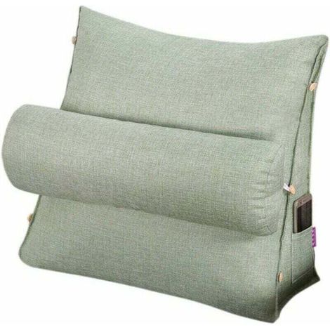 Lesekissen und Fernsehkissen, Rückenstützkissen mit verstellbaren Gurten und Taschen, dreieckiges Rückenkissen, Nackenstützkissen fürs Bett, Sofakissen (1/4)