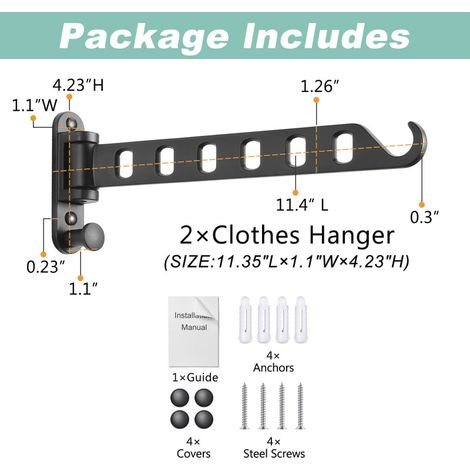 Cintre mural à bras pivotant, étendoir pour sèche-linge, crochet de rangement pliable, suspension robuste, rotation à 180°, aluminium massif (1 pièce, blanc) (1/3)