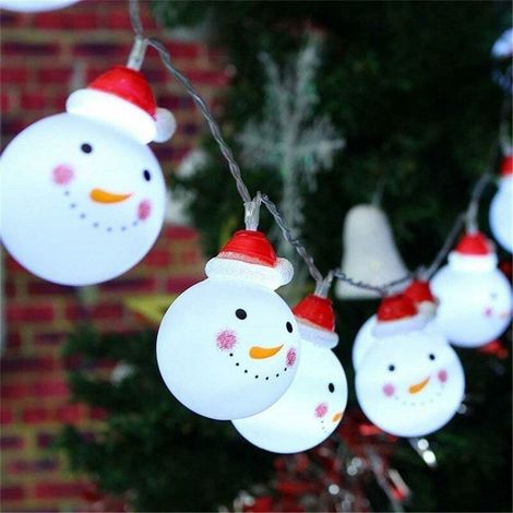 Guirlande Lumineuse Extérieure Guirlande Lumineuse Bonhomme de Neige Guirlande Lumineuse Décoration à Piles 2M 10 Lumières LED (1/5)