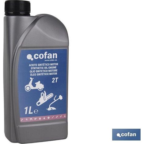 1 litre d'huile synthétique pour moteurs 2 temps, faible viscosité et pouvoir détergent élevé.