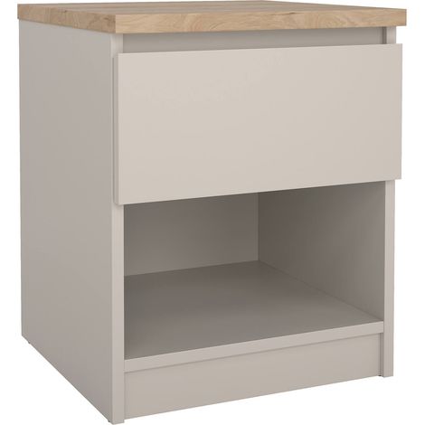 Dmora - Nachttisch Solantra, niedrige Kommode mit 1 Schublade, kompakter und funktionaler Nachttisch, 40x40 h50 cm, Beige