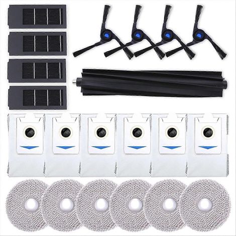 Accessoires pour aspirateur robot Ecovacs Deebot X2 Omni : brosse principale latérale, filtre HEPA, lingette de nettoyage et sacs à poussière (1/5)