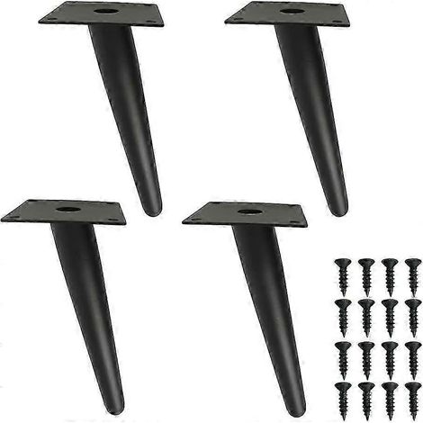 Ensemble de 4 pieds de meuble réglables, pieds de table inclinés, pieds de meuble en métal, pieds de meubles fuselés, noirs, hauteur 40,5 cm/16 pouces, antidérapants, base silencieuse, hauteur de plac (1/5)